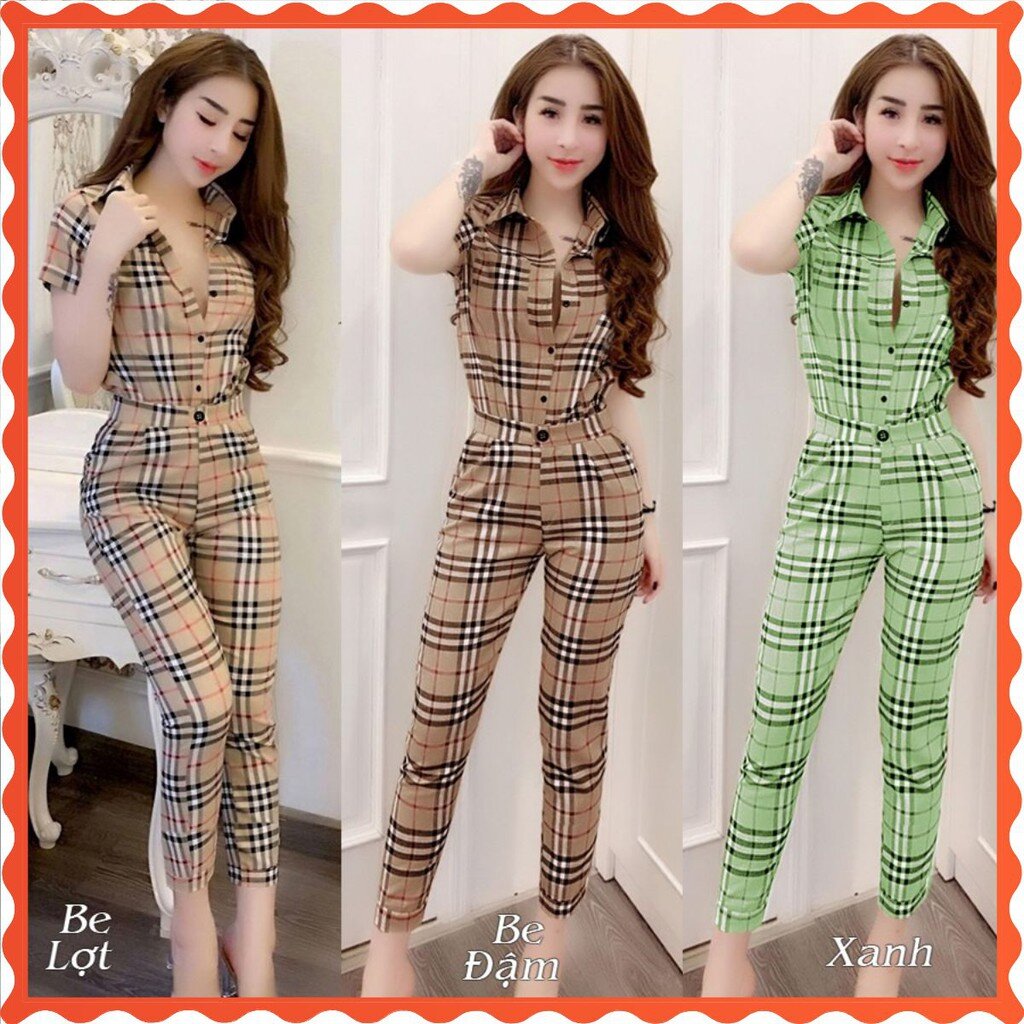 Set Đồ Nữ 🌸FREESHIP🌸 Set nguyên bộ áo sơ mi quần dài họa tiết BBR J1082